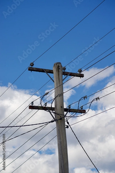 Fototapeta power lines on a sky