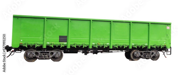 Fototapeta wagon, hapras for cargo: coal, ore and grain. view from above.