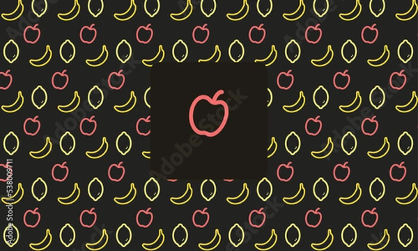 Fototapeta Fruit pattern. Apple line icon.