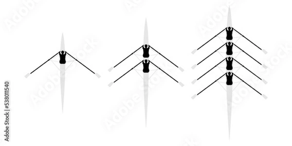 Obraz Rowing boats set pictogram vector illustration.