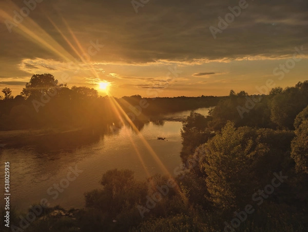 Obraz Zachód słońca nad Rzeką Dunajec