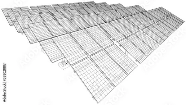 Fototapeta Solar Panel Field. Vector