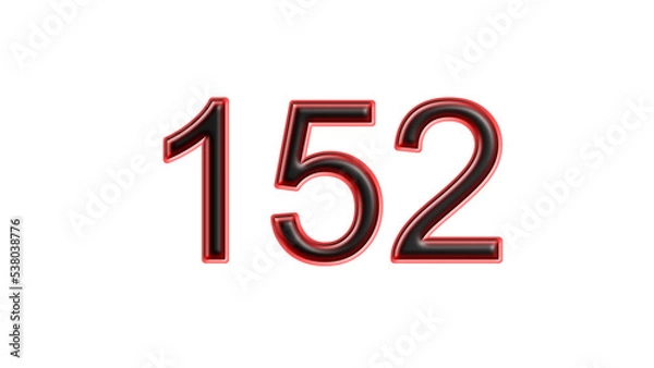 Fototapeta red 152 number 3d effect white background