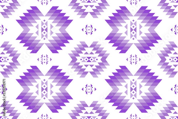 Fototapeta Purple violet pattern seamless fabric textile. Aztec geo pattern. Native design for fabric print. Seamless fabric pattern geometric Aztec style. African Moroccan. Ethnic style. colorful purple pattern