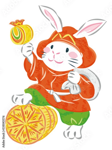 Fototapeta うさぎ　七福神　大黒天　イラスト