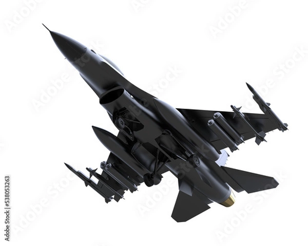 Fototapeta Jet fighter on transparent background. 3d rendering - illustration
