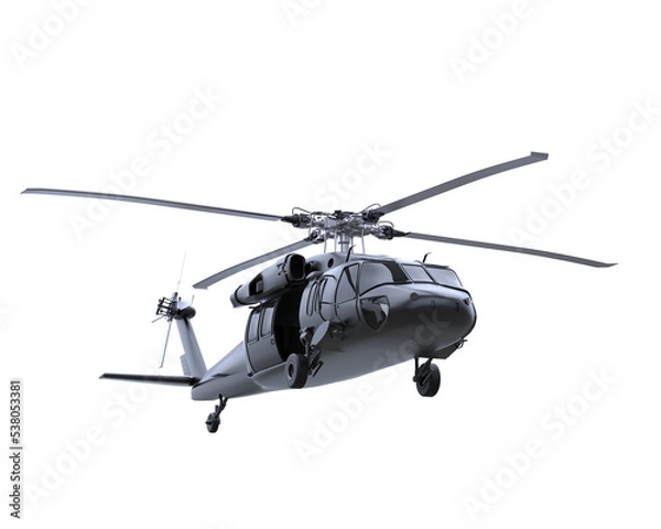 Fototapeta War helicopter on transparent background. 3d rendering - illustration