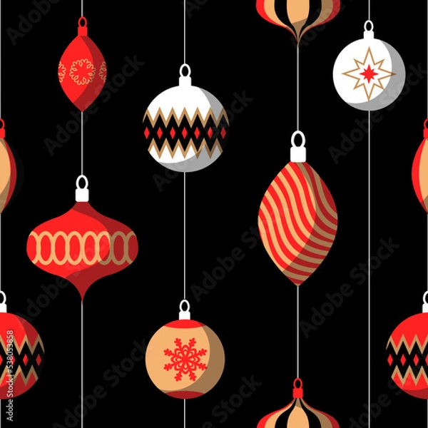 Obraz pattern with Christmas tree toys