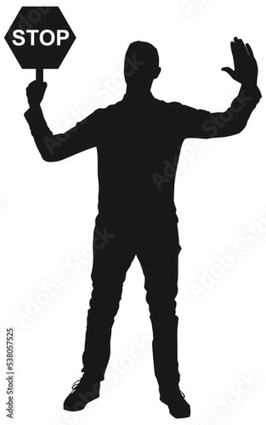 Obraz Man holding a traffic sign stop