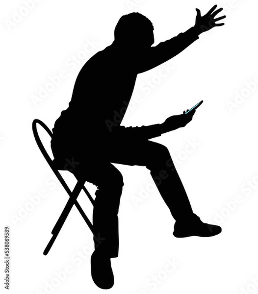 Obraz Man looking at his cellphone