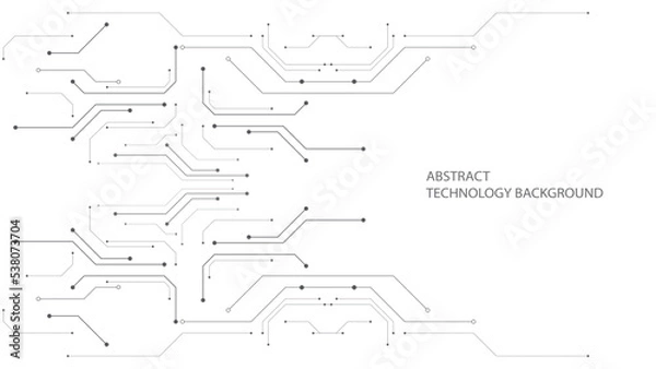 Fototapeta Gray and white technology background image Line design for communication connections in digital systems Hi-tech technology pattern