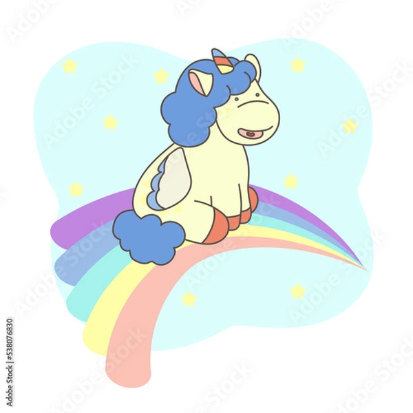 Obraz Cute unicorn on the rainbow