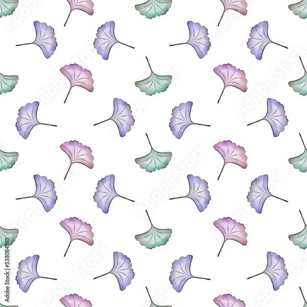 Obraz Endless pattern of colorful watercolor leaves. Background for covers, greeting cards, wedding invitations, birthdays, clothes print, fabric.