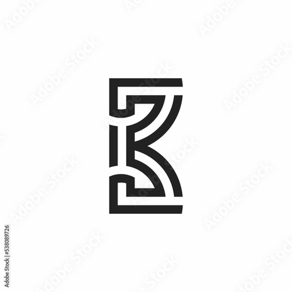 Fototapeta simple B and K initials logo