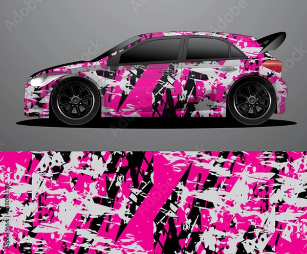 Obraz Rally car decal graphic wrap vector, abstract background