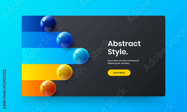 Fototapeta Minimalistic 3D balls front page concept. Unique poster vector design template.