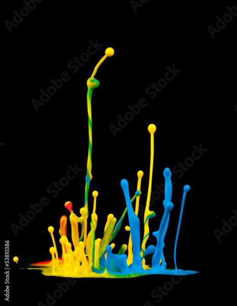 Fototapeta Colored splashes isolated on black background