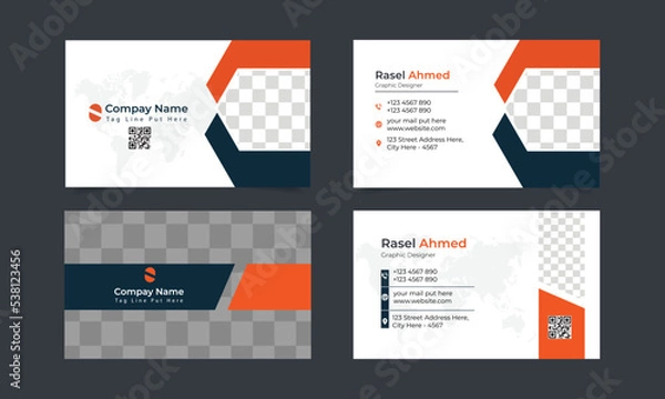 Fototapeta Creative Business Card Design, Corporate Business Card Vector, Clean Minimal Business Card Template. 