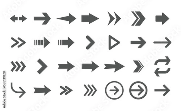 Fototapeta Arrow vector pictogram. Icon set of arrows.