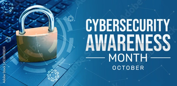 Fototapeta Cyber security awareness month is observed in October to protect your online data 