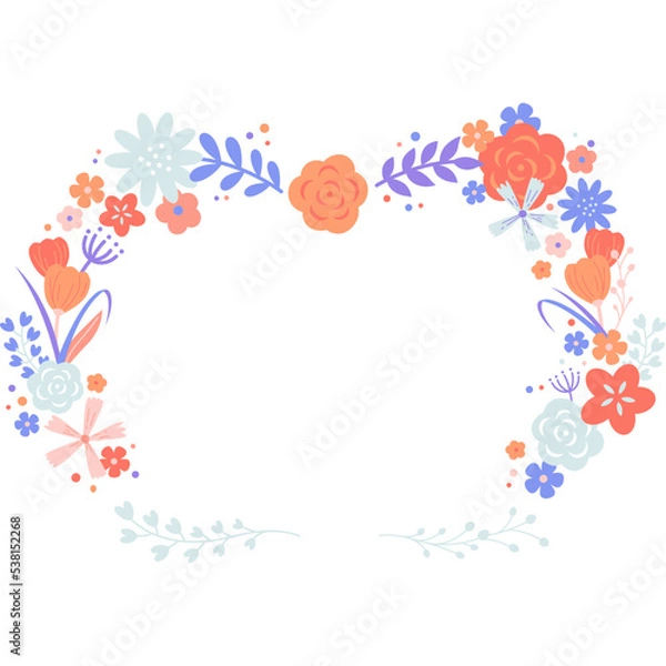 Fototapeta flowers floral heart shape decorative flat illustration for website, web, application, presentation, printing, document, poster design, etc.