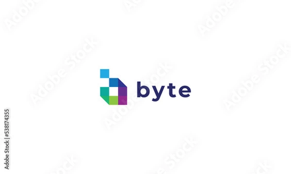 Obraz Letter b creative technological modern pixel logo 