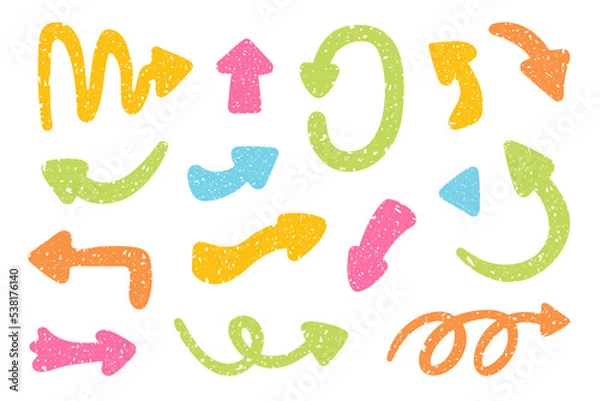 Obraz Abstract colorful arrows with grunge texture. Infographic design elements. Vector collection.