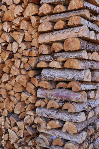 Fototapeta stacked dry firewood as a background