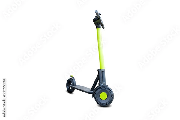 Fototapeta Electric city scooter, urban kick bike isolated on white. Street