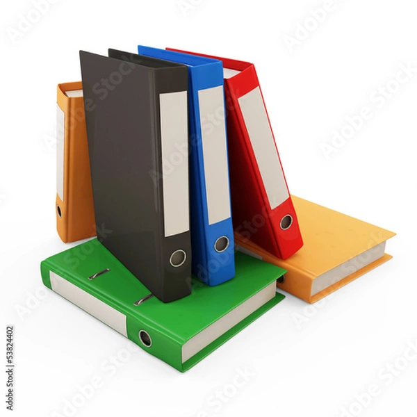 Fototapeta Group of Colorful Folders with Documents on white background
