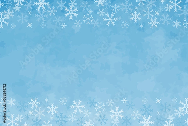 Obraz 優しい青色の雪の結晶の背景イラスト
