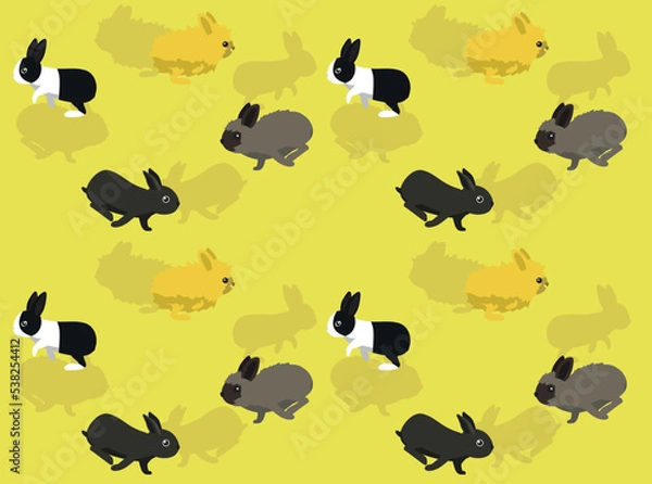 Fototapeta Animal Easter Rabbit Side View Running Set 3 Character Seamless Wallpaper Background