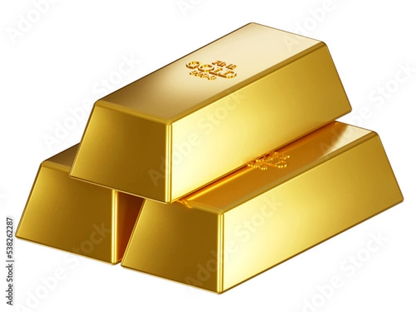 Fototapeta Gold bars, wealth and investment, 3d rendering