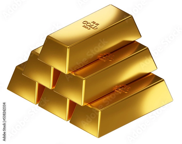 Fototapeta Gold bars, wealth and investment, 3d rendering