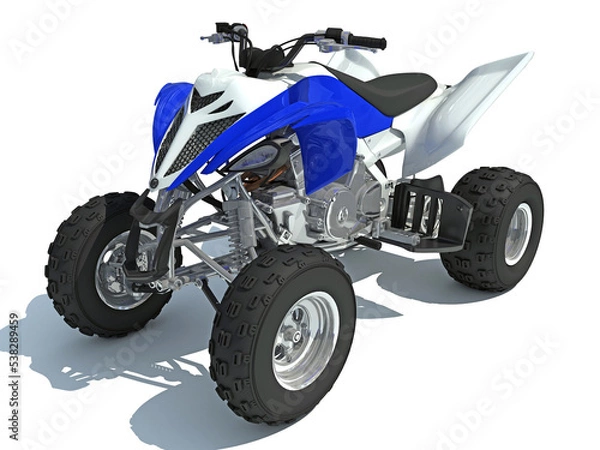 Fototapeta Quad ATV Sport Bike 3D rendering on white background