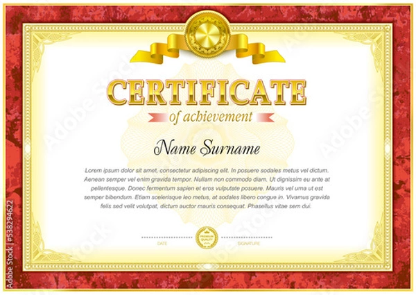 Obraz Certificate template. Reward or honor blank for official documents.