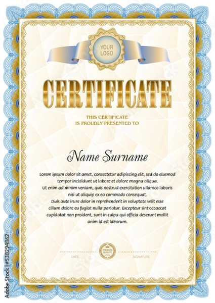 Obraz Certificate template. Reward or honor blank for official documents.