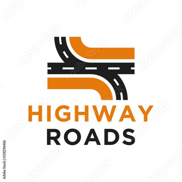 Obraz Road construction logo road maintenance creative design template icon idea with highway. Transportation and traffic theme.