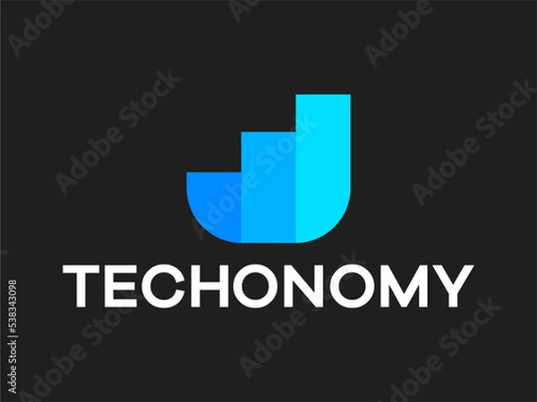 Fototapeta Technology and economy logo combination template for app icon element company brand identity