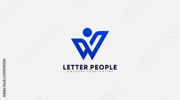 Obraz Letter w logo connected people vector design template