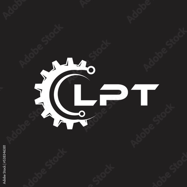 Fototapeta LPT letter technology logo design on black background. LPT creative initials letter IT logo concept. LPT setting shape design.
