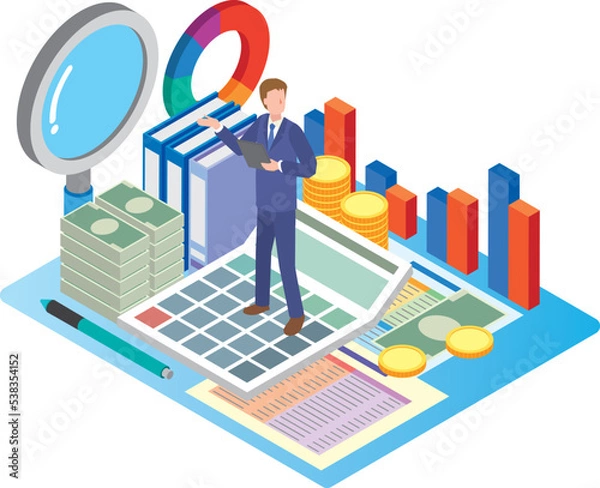 Fototapeta 会計士や財務部分のイメージイラスト