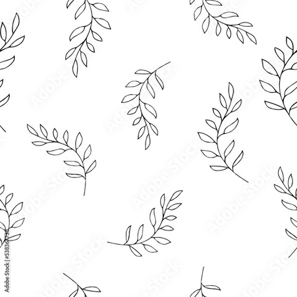 Fototapeta Print. VeVector seamless pattern of grass and flowers 