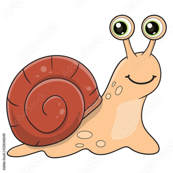 Fototapeta vector illustration of cute snail cartoon