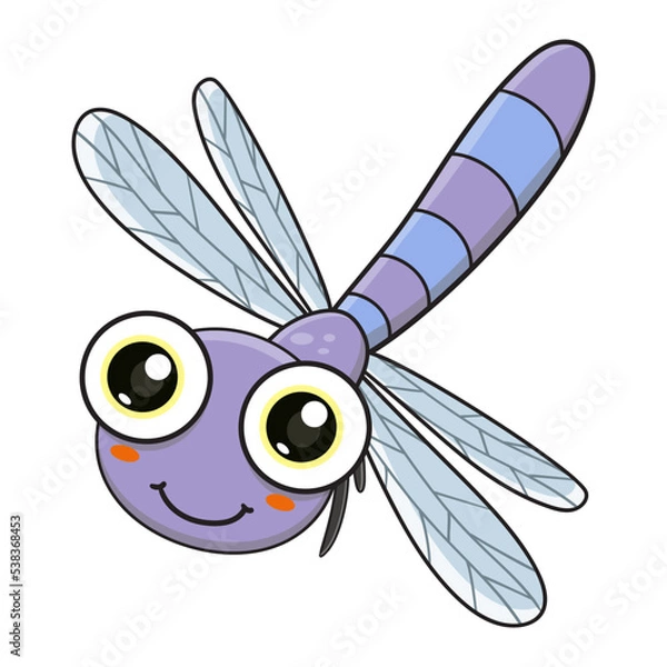 Fototapeta vector illustration of cute dragonfly cartoon