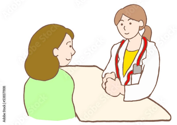 Fototapeta 女性の精神科医と面談をするうつ病の女性のイラスト