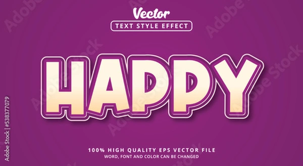 Obraz Editable text effect, Happy text with layered style
