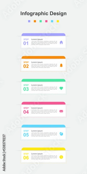 Fototapeta Six Steps Colorful abstract business infographic template