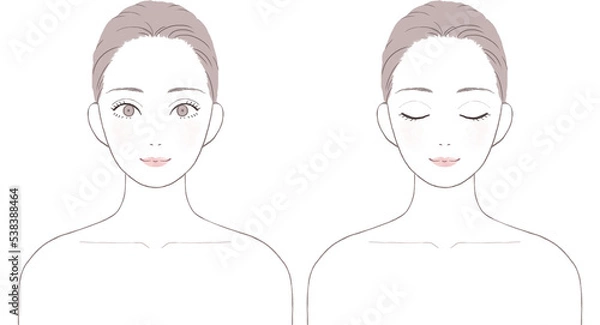 Obraz スキンケアをする女性 表情セット