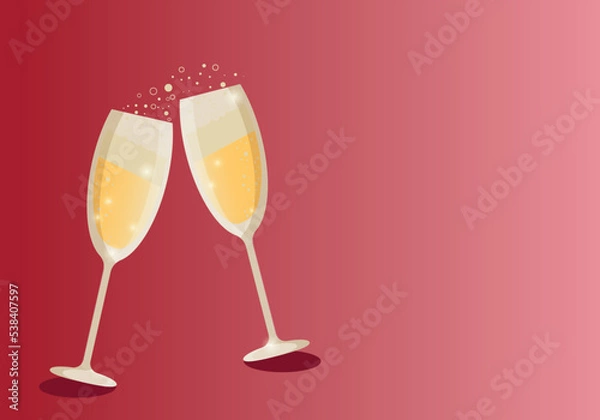 Fototapeta Champagne glasses, great design for any purpose. isolated object. Vector holiday illustration.